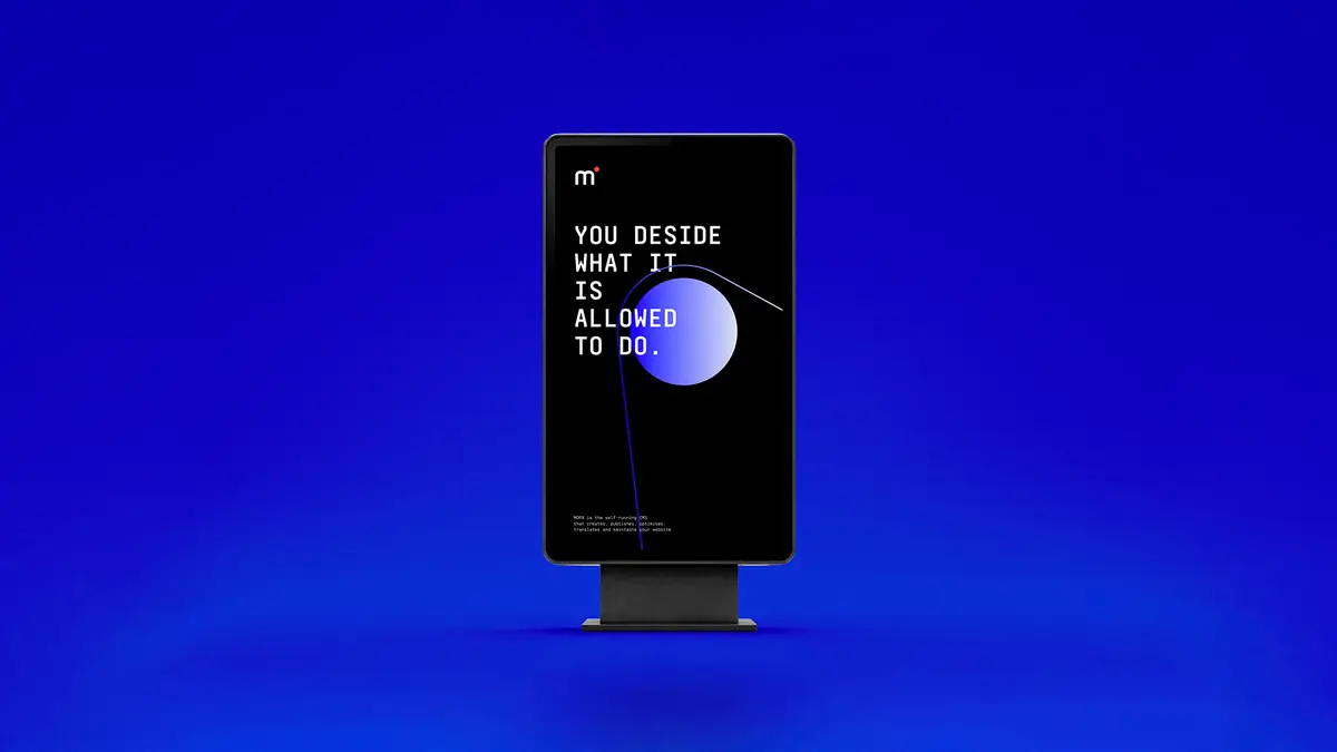 A Mora kiosk on a blue stage