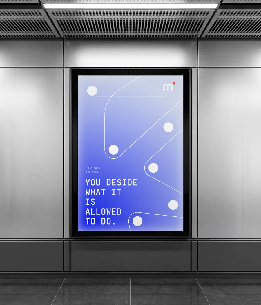 A Mora poster in a station: You decide what it is allowed to do