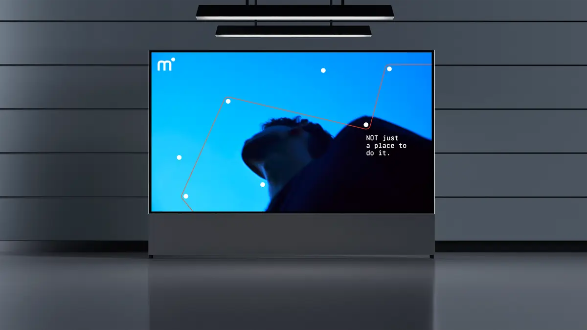 A wall screen showing NOT just a place to do it